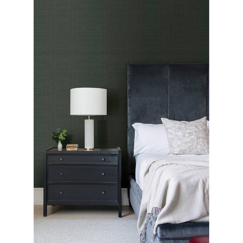 A-Street Prints Colcord Dark Green Sisal Grasscloth Wallpaper