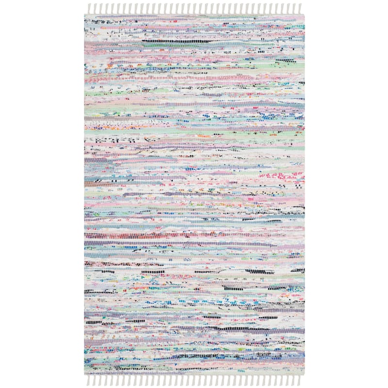 SAFAVIEH Handmade Rag Rug Litzy Stripe Cotton Rug - 2'3" x 3'9" - Light Green/Multi