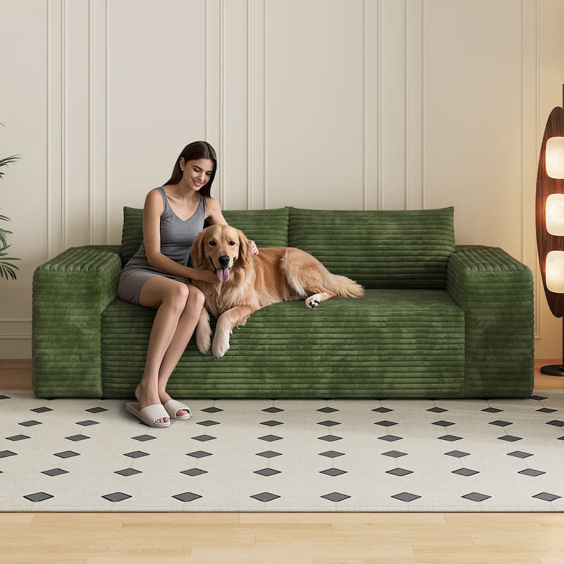 78.8" Corduroy Loveseat Sofa - Deep Seat, No Assembly Required, for Living Room, Bedroom, Apartment