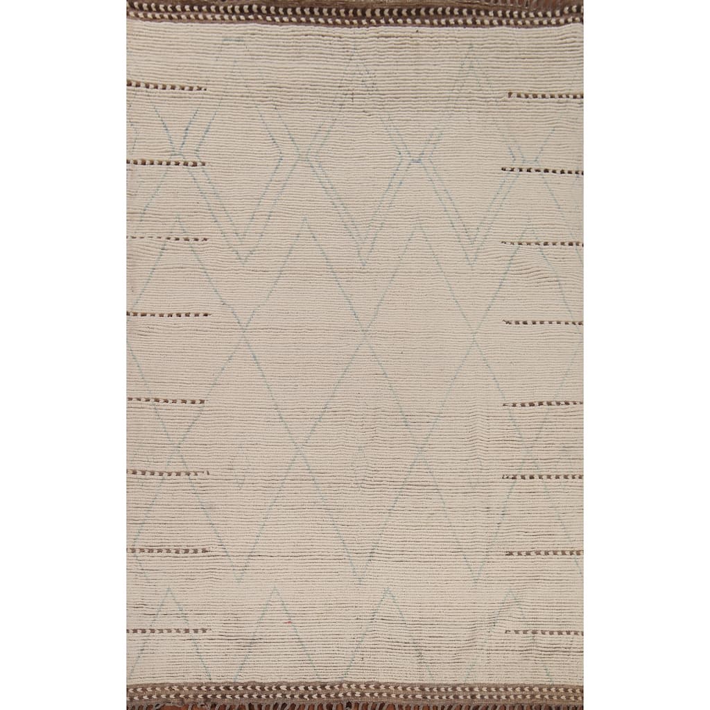 Earth Tone Moroccan Oriental Area Rug Handmade Trellis Wool Carpet - 7'6"x 10'8"