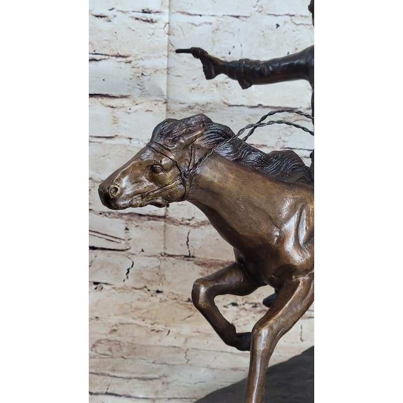 Frederic Remington Bronze Sculpture Cowboy On Imitative Horse Western Art Old West 15 Inches X 18 Inches