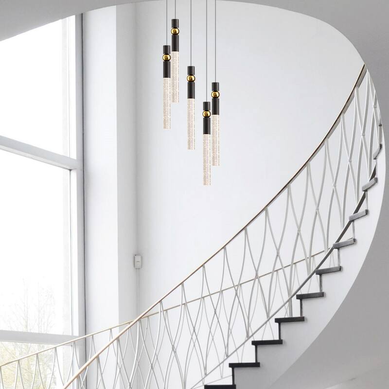 5-Light LED Crystal Pendant Light Fixture for Kitchen Island