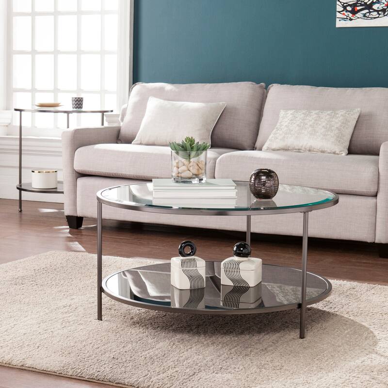 SEI Furniture Rainier Round Metal and Glass Coffee Coffee Table