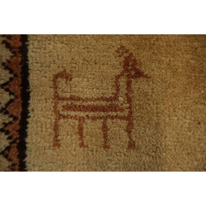 Hand Knotted Oriental 100% Wool Carpet Tribal Medallion Yellow & Gold Gabbeh Area Rug - 5' 5'' X 3' 4''