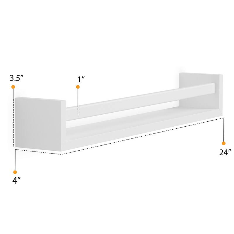 Wallniture Utah 24" Wood Floating Shelves for Wall, White, Set of 2