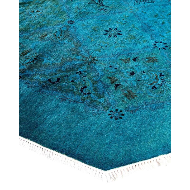 Fine Vibrance, One-of-a-Kind Hand-Knotted Area Rug - Blue, 8' 1" x 8' 1" - 8' 1" x 8' 1"