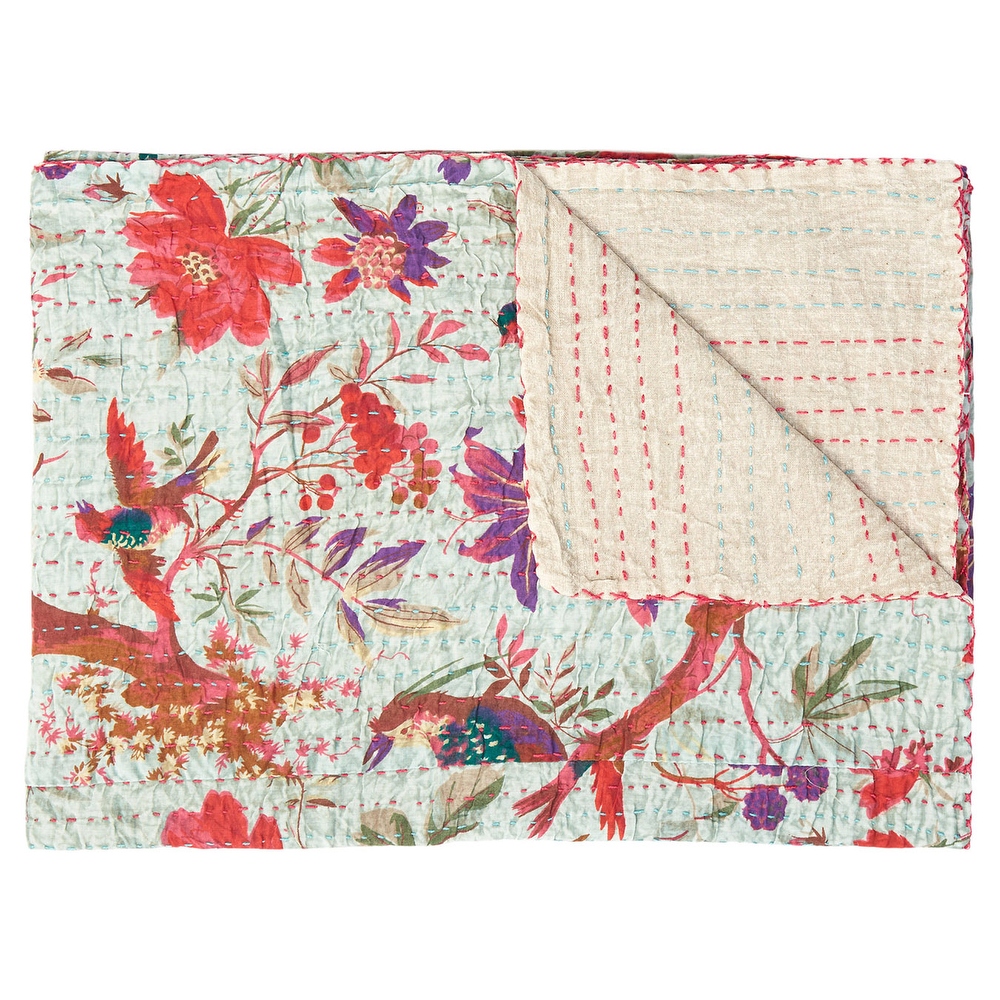 Taj Hotel Home Decor Kantha Cotton Throw 1 Piece On Sale Bed