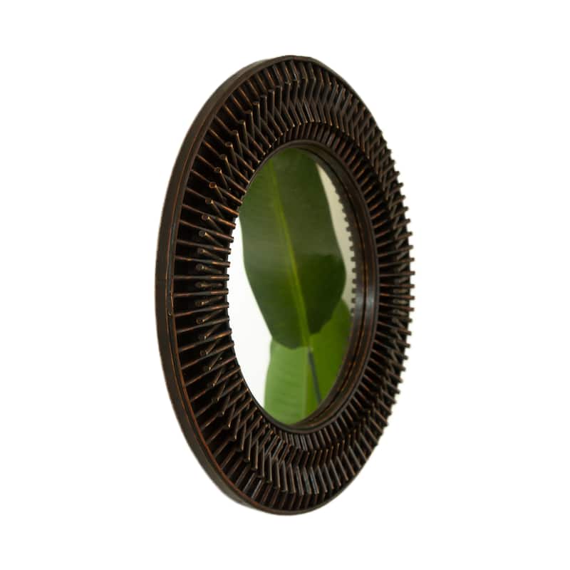 GDFStudio - Aura Natural-Log Style 24" Handwoven Bamboo Artistry Round Wall Mirror for Decoration