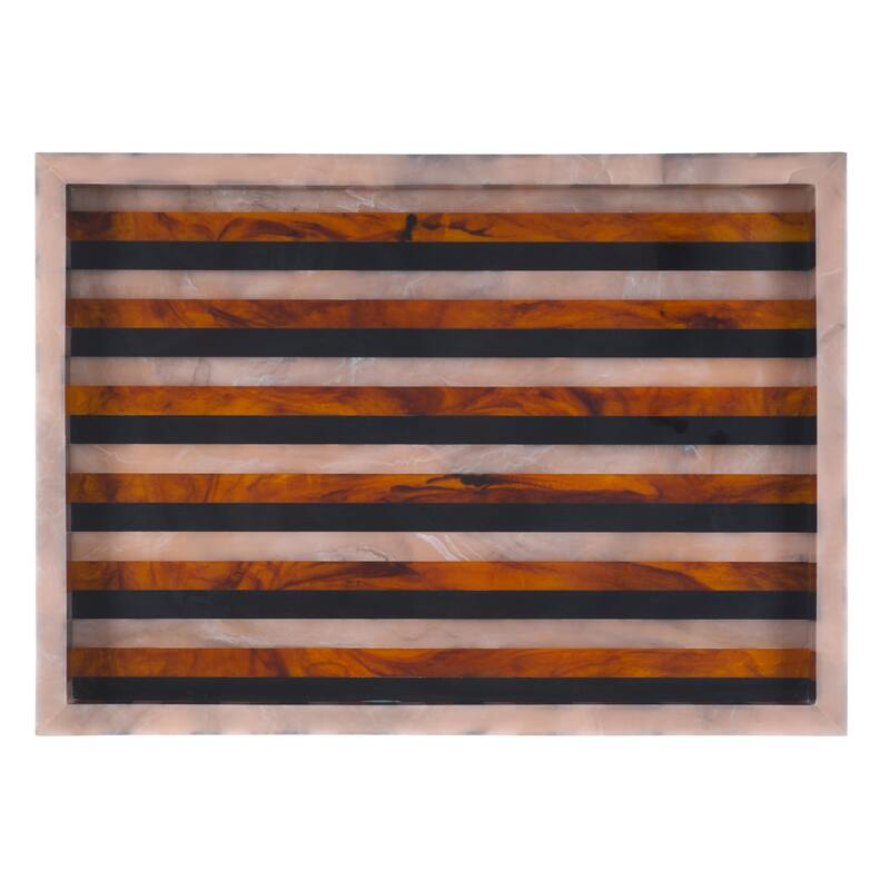 SAFAVIEH Home Ina Black/Brown Resin 14.2"W x 10"D x 1.5"H Rectangle Tray