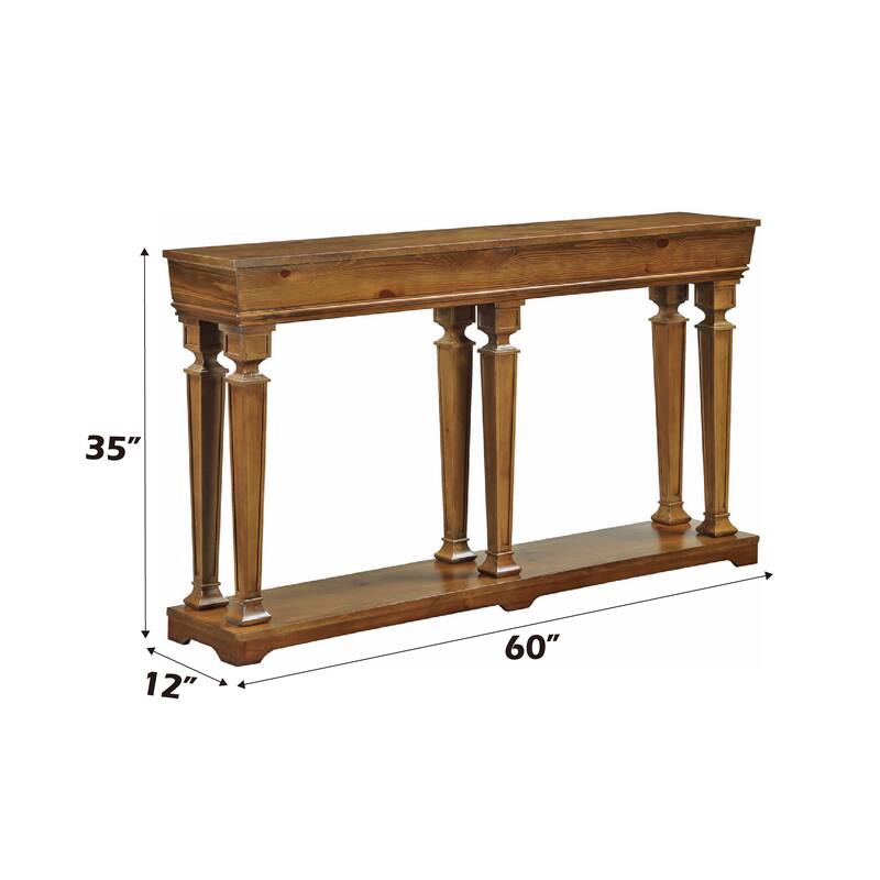 Oak Finish Console Table