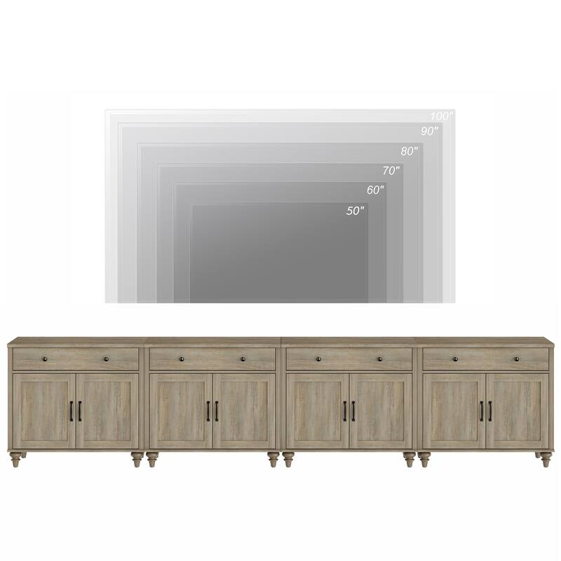Farmhouse TV Stand for 75 inch TV, TV Console with Storage