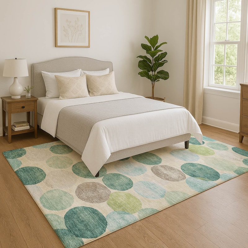 Premium Washable Super Soft Casual Contemporary Mayfield Rug - Teal - 2'6" x 3'10"