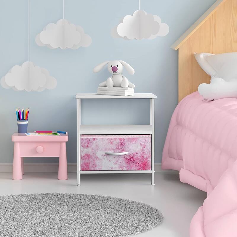 Nightstand 1-Drawer Shelf Storage - Bedside Furniture End Table Chest