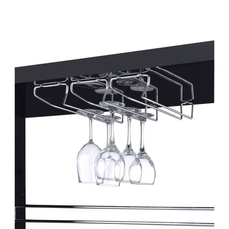 Modern Brown Glossy Bar Unit with Glass Shelves