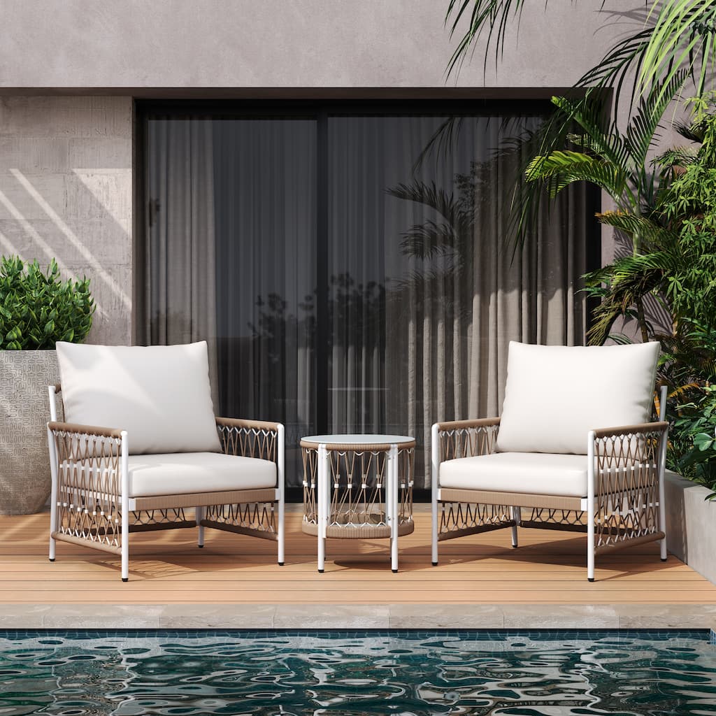 Christopher Knight Home - Aurelius 3-Piece Bohemian Steel Outdoor Chat Set