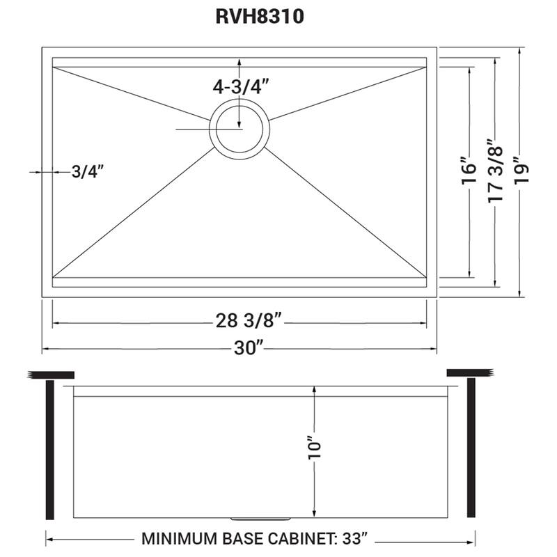 Ruvati 30-inch Workstation Ledge Undermount 16 Gauge Stainless Steel Kitchen Sink Single Bowl - RVH8310 - 28-1/2″ x 16″