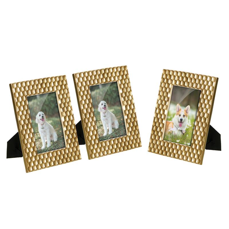 Glitzhome Set of 2 Modern Gold Resin Wall or Tabletop Picture Frames 4x6 & 5x7