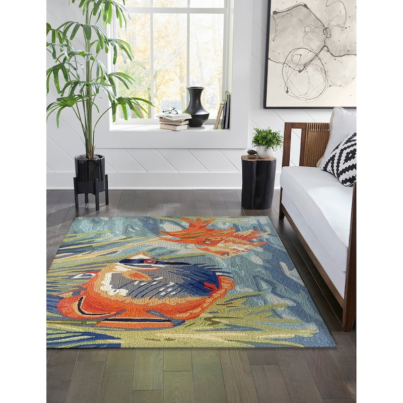 Liora Manne Ravella Tropical Fish Indoor/Outdoor Rug - 3'6" x 5'6' - Ocean