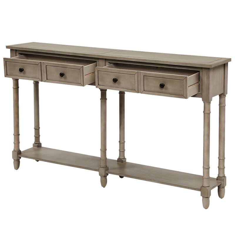 Console Table Sofa Table with 2-Drawers and Bottom Shelf