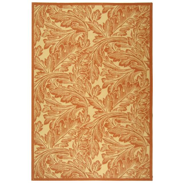 SAFAVIEH Courtyard Bettyjane Tropical Leaves Indoor/ Outdoor Area Rug