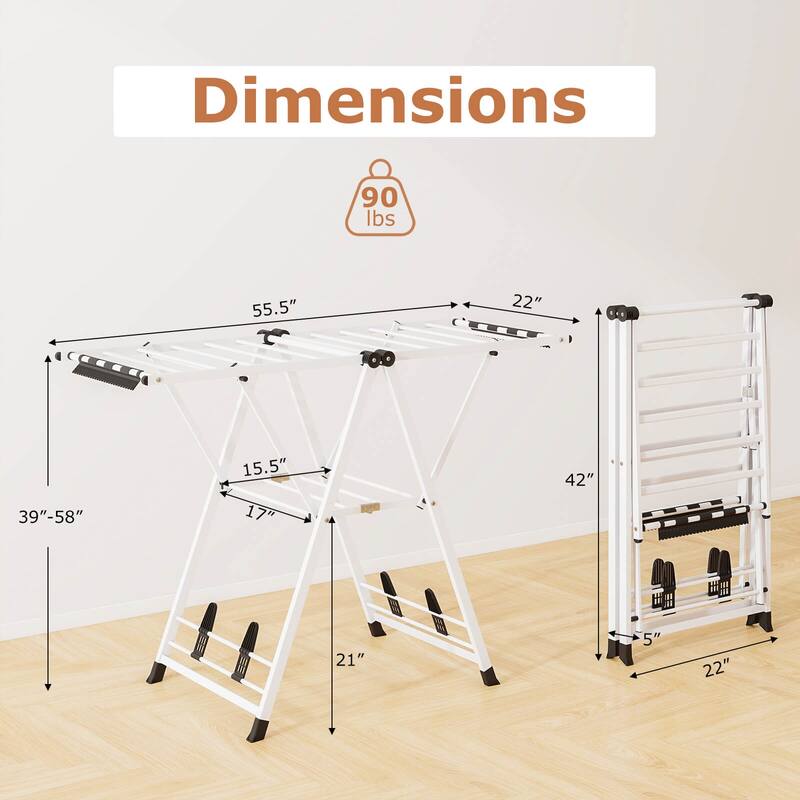 Costway Foldable Metal Laundry Drying Rack with Height Adjustable - See Details