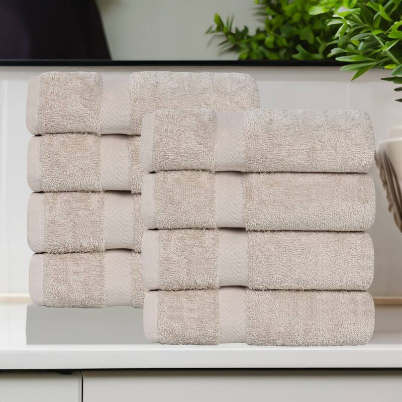 Superior Franklin Cotton Lightweight Hand Towel Set of 8 - Stone