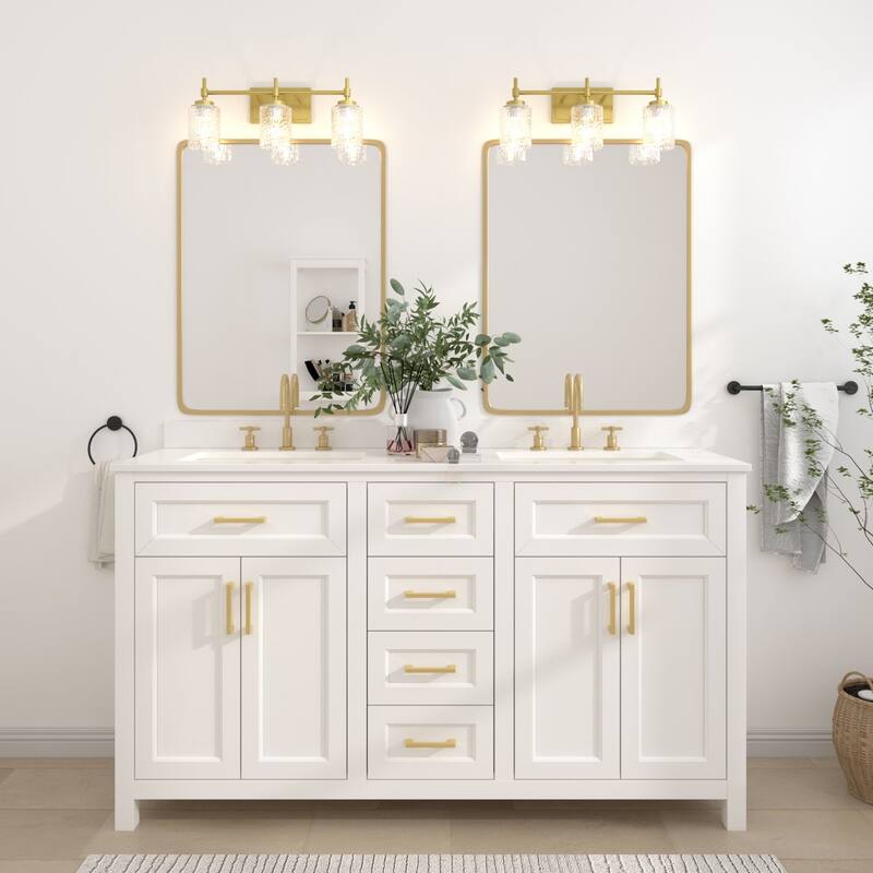 Acroma Dimmable Bathroom Vanity Light with Water Ripple Clear Shade