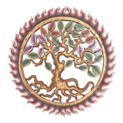 Novica Handmade Lush Banyan Wood Relief Panel