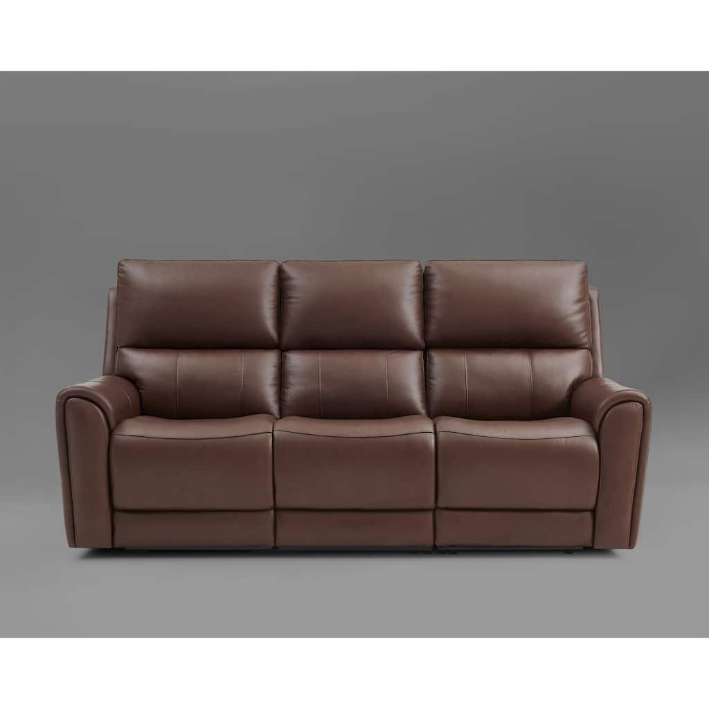 86.5'' W Top Grain Leather Triple Power Sofa with Adjustable Power Headrest and Lumbar & Extendable Legs