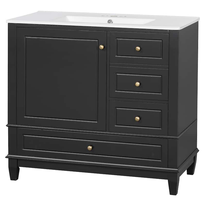 GDFStudio - Isabella 36-Inch Freestanding Bathroom Vanity with Ceramic Sink and Ample Storage Solutions