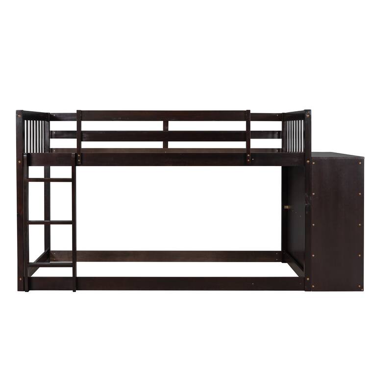 Bunk Bed with 4 Drawers and 3 Shelves