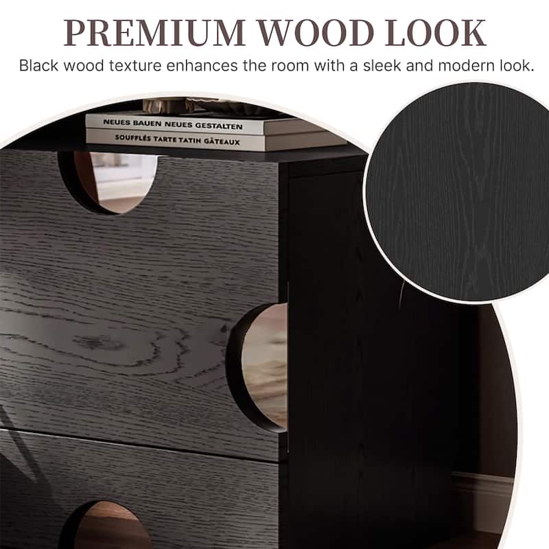 Modern Black freely combinable TV cabinet with storage, Solid Wood, Night Stands & Cabinets, 1-4 Pieces for Optional