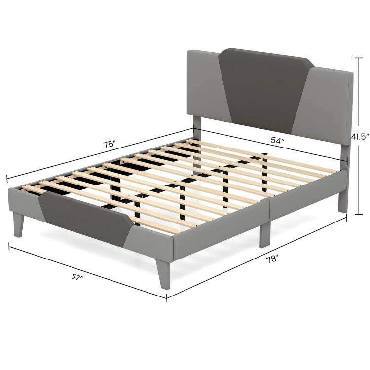 Modern Velvet Bed Frame with Anti-Slip Feet and Strong Slats
