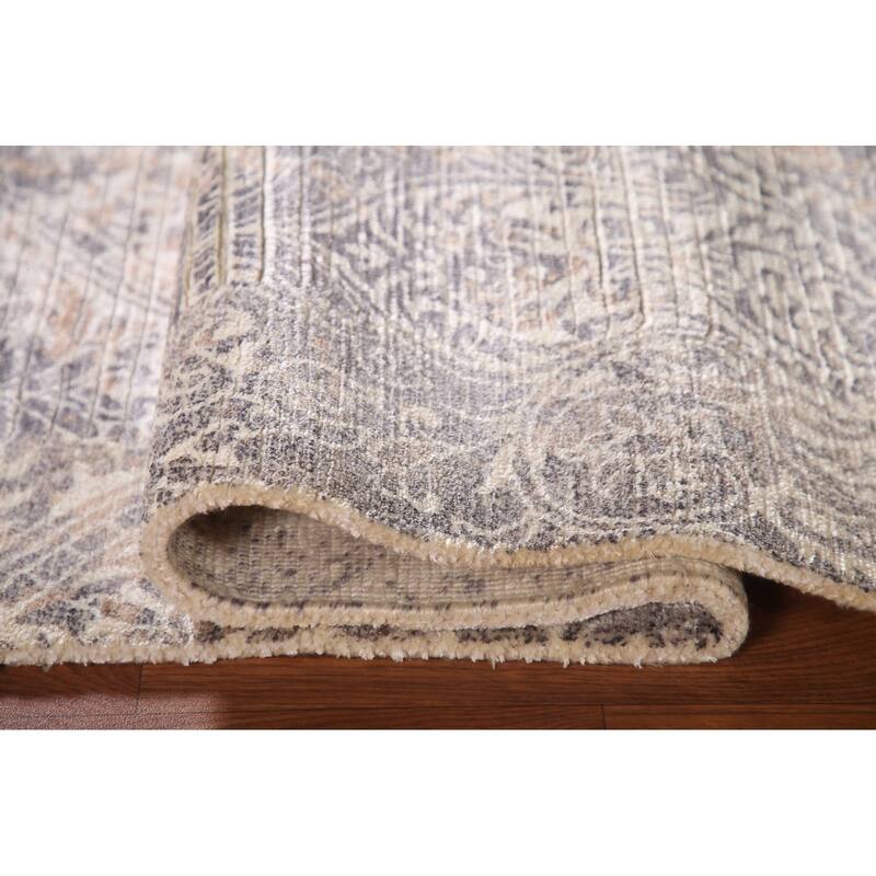 Striped Abstract Accent Rug Hand-Knotted Oriental Wool Carpet - 3'10"x 5'10"