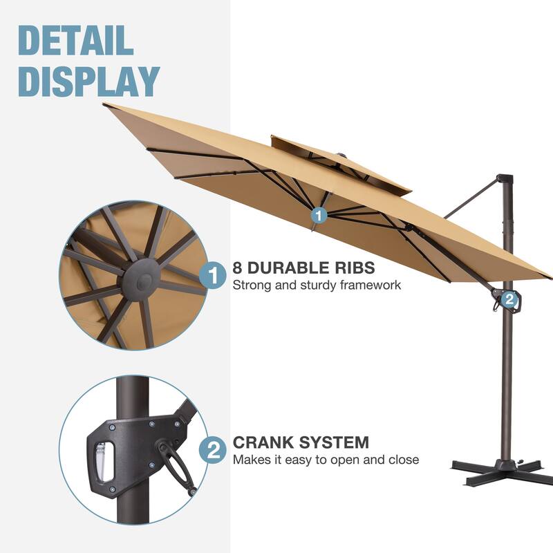 VredHom 10 X 10 ft Square Patio Cantilever-Offset Umbrella