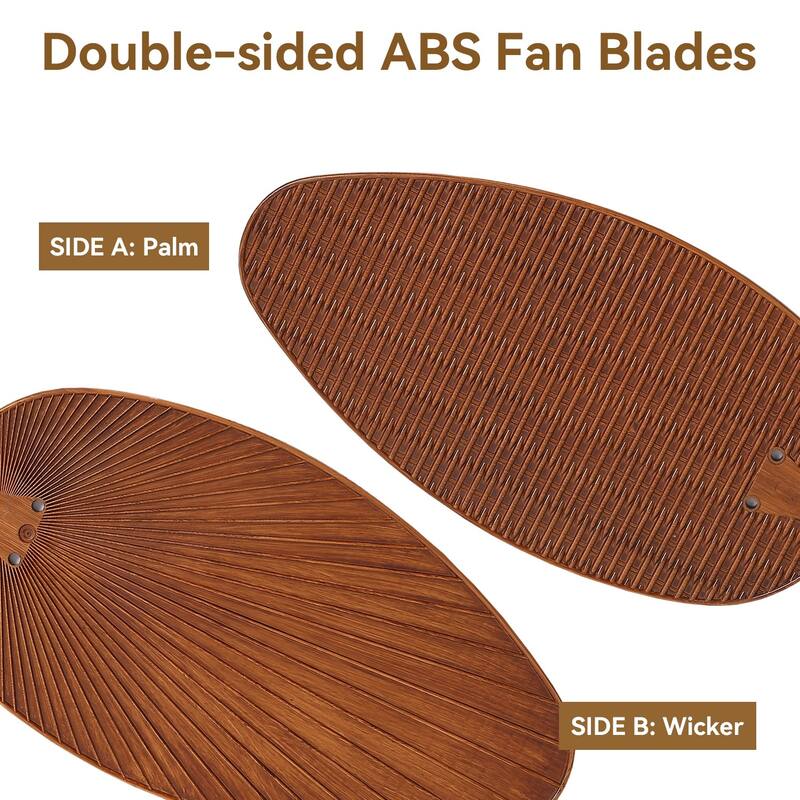 50 Inch Tropical Palm Tropical Indoor/Outdoor Ceiling Fan DC Motor Remote Control - 50 Inches