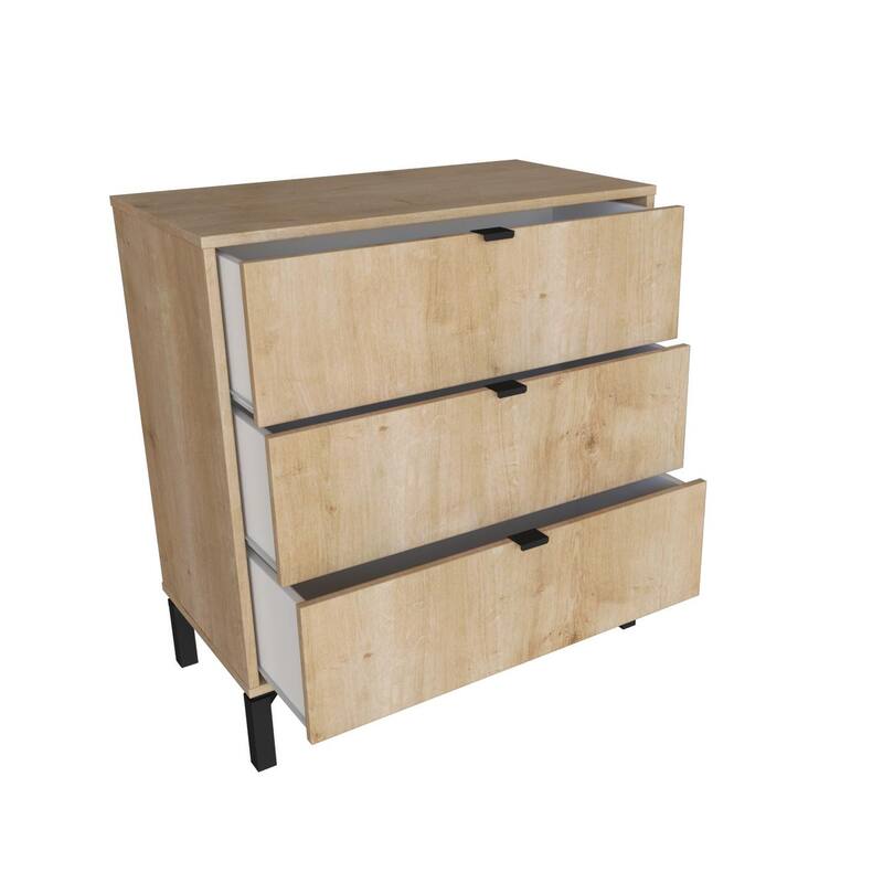 HomeRoots 30" Natural Three Drawer Dresser