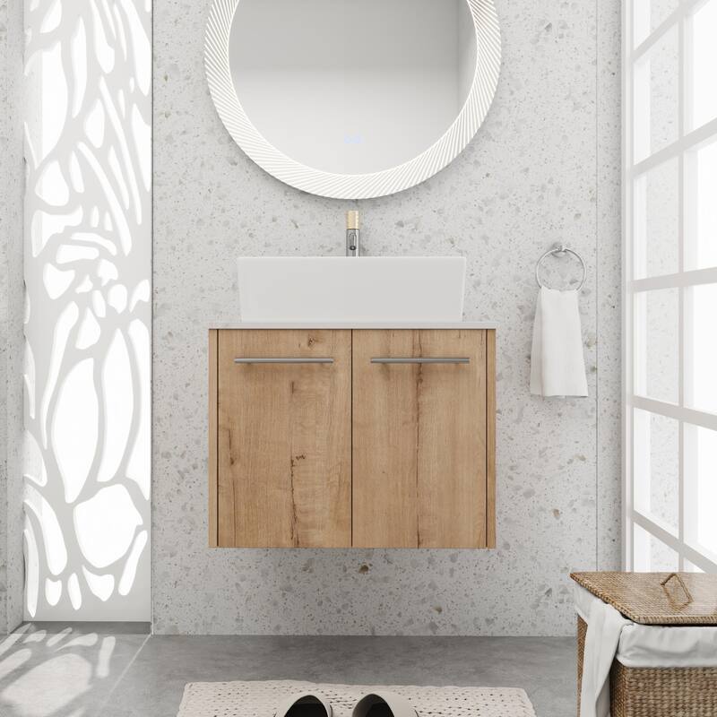 BNK 24"/30" Single Sink Bathroom Vanity with Soft Close Door, Modern Floating Vanity - 23.6''W×18.9''D - IMO with sink-110