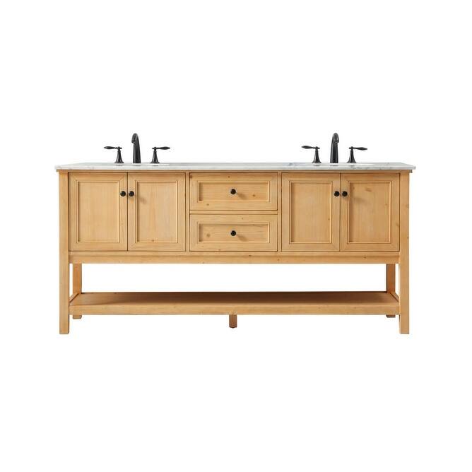Elegant Lighting VF27072D Metropolis 72" Free Standing Double Basin - Natural Wood - Wood Finish
