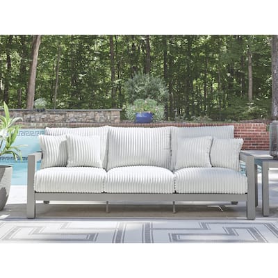 Signature Design by Ashley Moonlight View Gray/White Outdoor Sofa with Cushion - 90"W x 38"D x 37"H