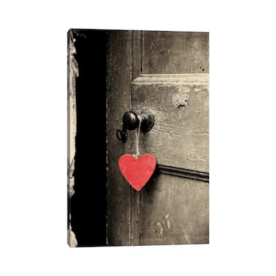 iCanvas "Antique Door With Red Heart" by Tom Quartermaine Canvas Print