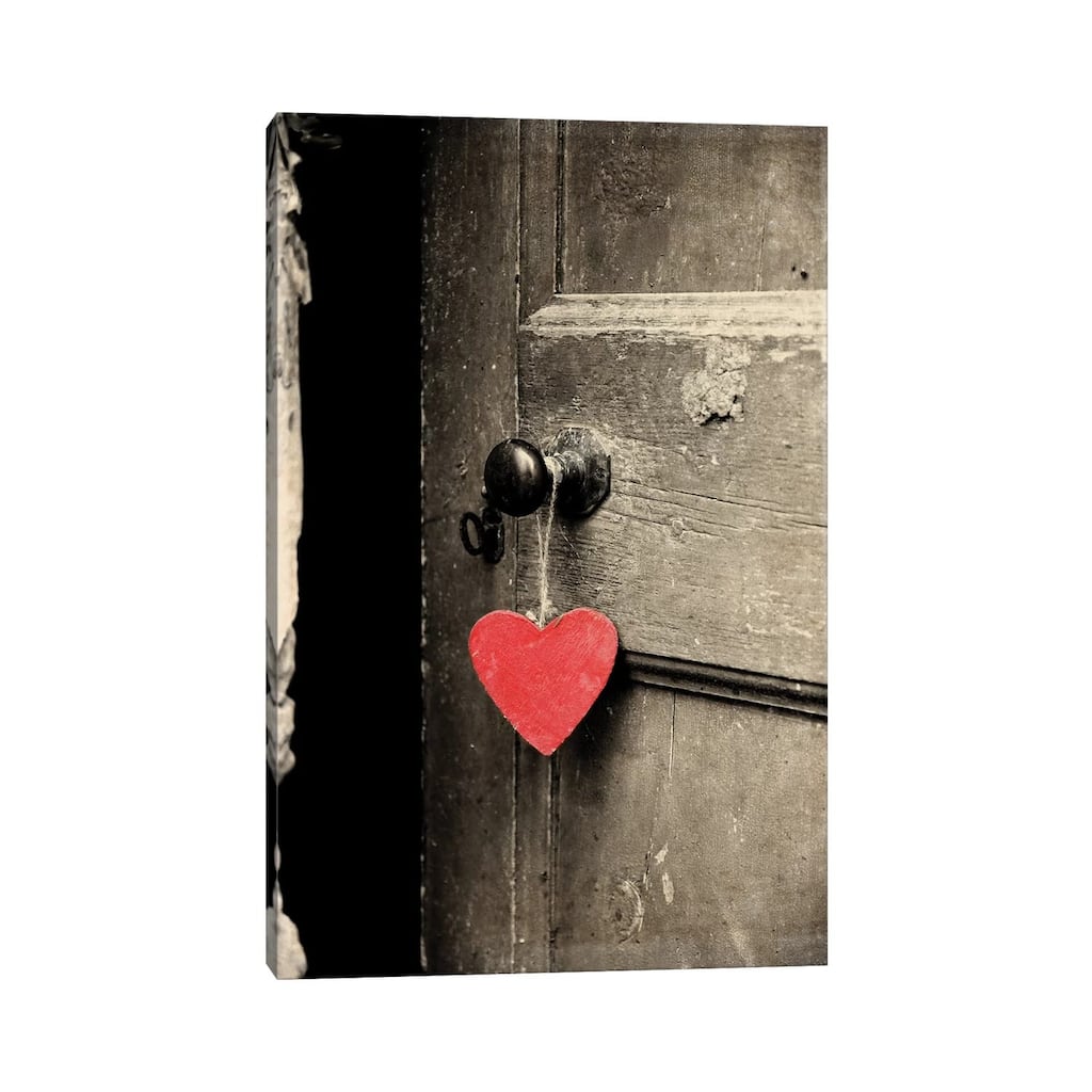 iCanvas "Antique Door With Red Heart" by Tom Quartermaine Canvas Print