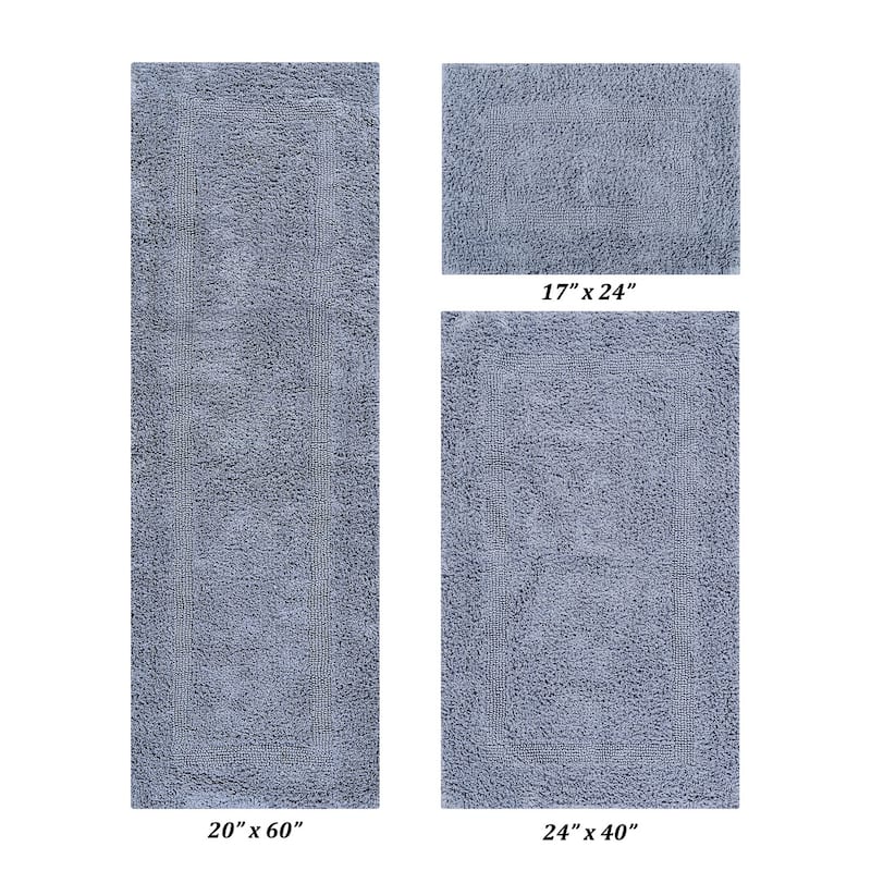 Better Trends Bath Rugs Set 100% Cotton Reversible Water Absorbent Bathroom Rug for Shower, Sink, Bath Mats - Lux Collection