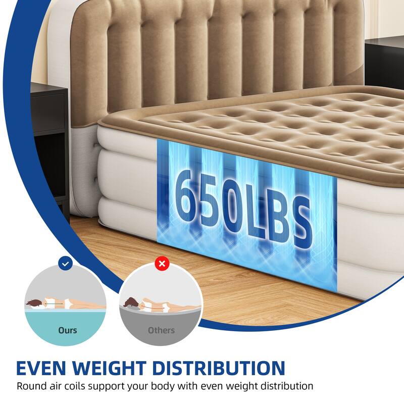 Moasis Queen Air Mattress with Inflatable Headboard