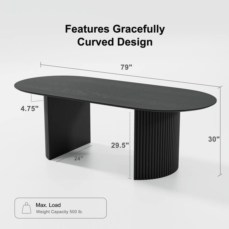 67" Nordic Style Oval Dining Table - for 6 People