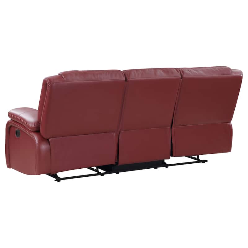 Camila Upholstered Motion Reclining Sofa Red And Black Faux Leather