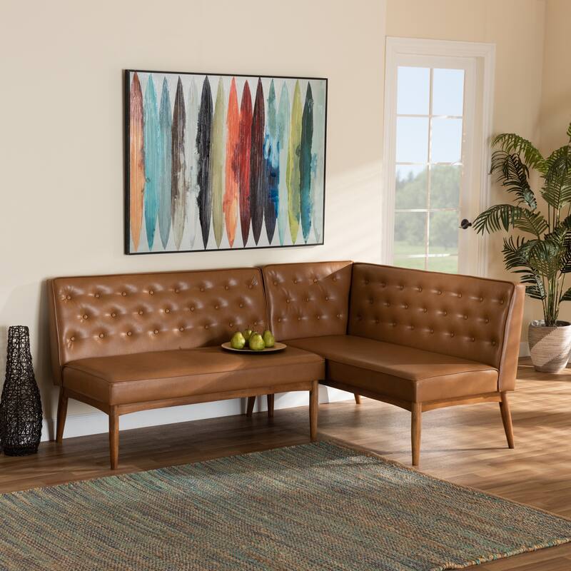 Riordan Mid-Century Modern 2-Piece Dining Nook Banquette Set