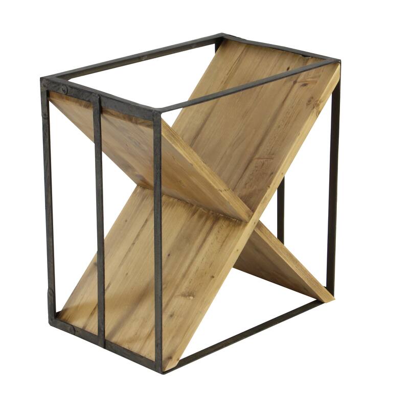 Wood 9 Bottle Wine Rack - Black - Roche River Decor - 11"W x 15"L x 16"H