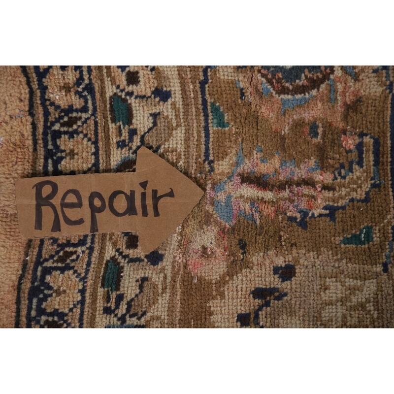 Hand Knotted Oriental 100% Wool Carpet Traditional Floral Peach Mashad Area Rug - 12' 7'' X 9' 9''