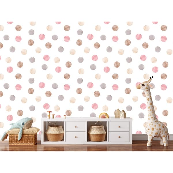 slide 2 of 3, Circle Dots Baby Room Wallpaper Peel and Stick